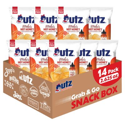 Utz Mike's Hot Honey Potato Chips, 14 ct, 2.625 oz. Bags - Spicy & Sweet Flavor, Gluten-Free, Made with Mikes Hot Honey Infused with Chilies, Perfect for Snacking On-the-Go or Parties