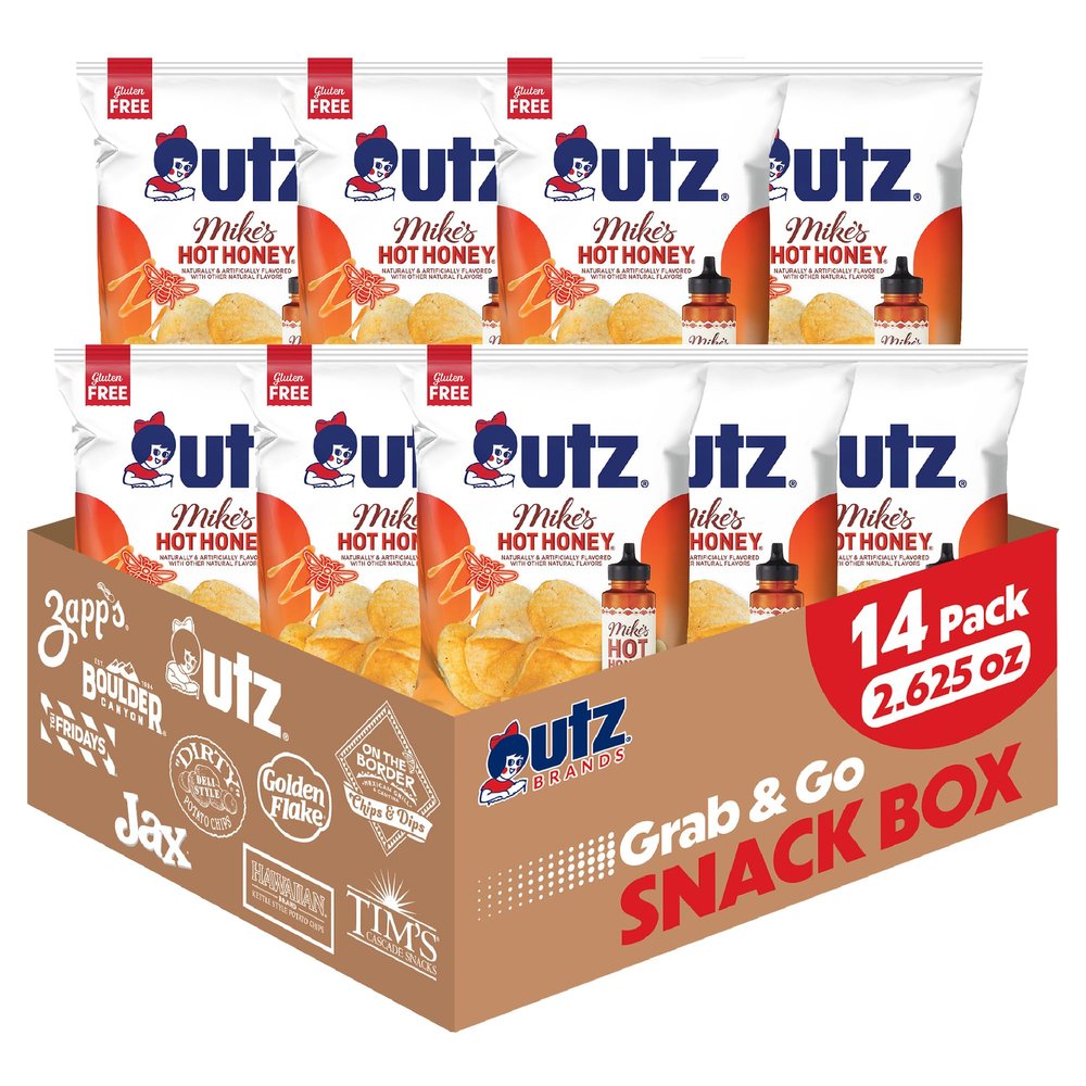 Utz Mike's Hot Honey Potato Chips, 14 ct, 2.625 oz. Bags - Spicy & Sweet Flavor, Gluten-Free, Made with Mikes Hot Honey Infused with Chilies, Perfect for Snacking On-the-Go or Parties