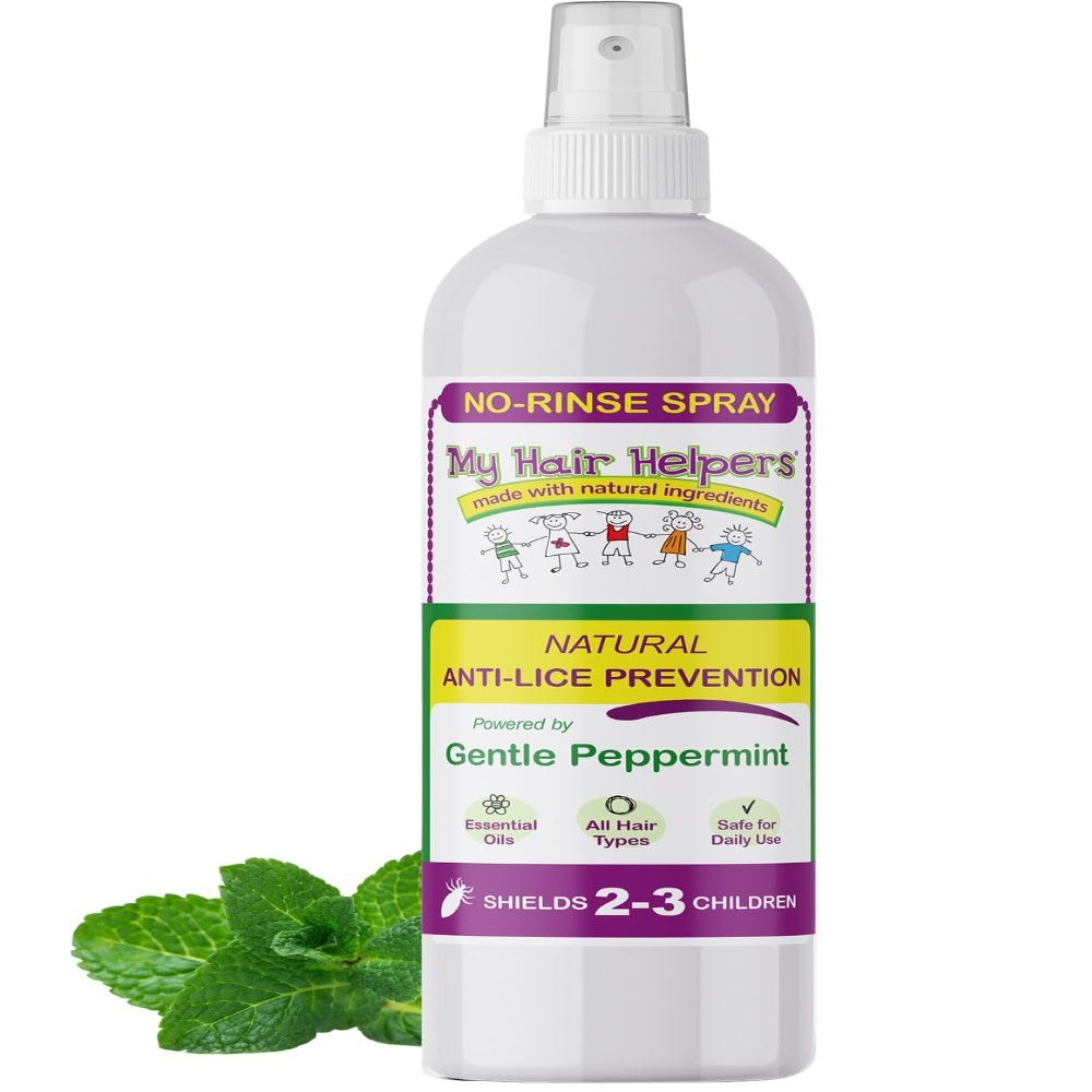 My Hair Helpers Mint Lice Prevention Spray to Repel Louse - Naturally Formulated with Essential Oils, 16 fl Ounces, Works on 2-3 Kids