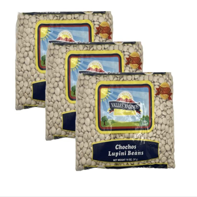 Valles Andinos Chochos Lupini Beans 14oz/397g | 100% Natural | Peruvian Beans | 3 PACK