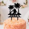 Beach Theme Mr & Mrs Birthday Cupcake Topper Palm Tree Hawaii Ocean Travel Wedding Acrylic Cupcake Topper Novelty Unique Bride And Groom Love Themed Baking Dessert Decorations for Party Suppliers view 1