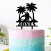 Beach Theme Mr & Mrs Birthday Cupcake Topper Palm Tree Hawaii Ocean Travel Wedding Acrylic Cupcake Topper Novelty Unique Bride And Groom Love Themed Baking Dessert Decorations for Party Suppliers view 3