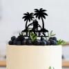Beach Theme Mr & Mrs Birthday Cupcake Topper Palm Tree Hawaii Ocean Travel Wedding Acrylic Cupcake Topper Novelty Unique Bride And Groom Love Themed Baking Dessert Decorations for Party Suppliers view 4