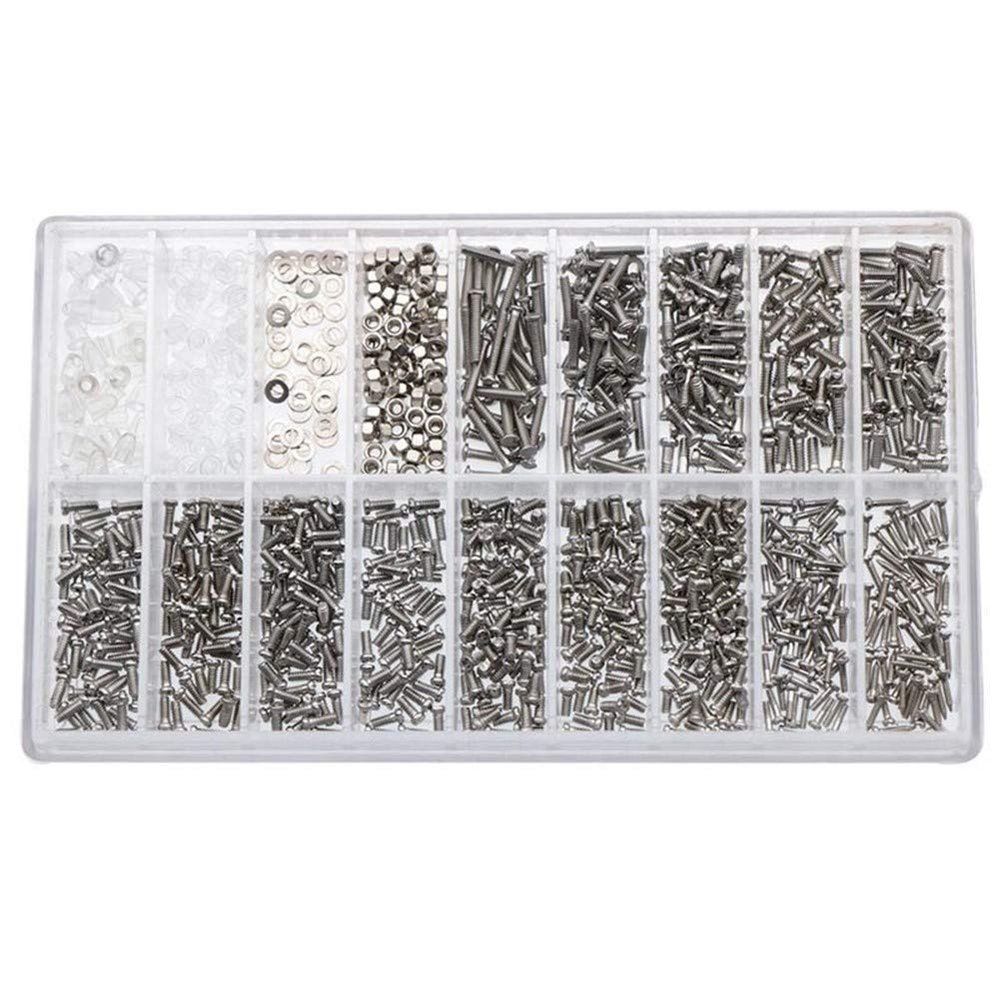 1000pcs Screws Small Stainless Steel Spectacles Screws Micro Glasses Sunglass Watch Nuts Repair Tool for Home Tool Kit TMP1105