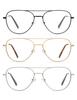 AMOMOMA 3-Pack Retro Aviator Reading Glasses for Men Women Trendy Square Blue Light Blocking Computer Readers Metal AM6092 Mix (+1.750 Magnification Strength) view 1