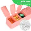 2Pack Pill Organizer,7 Day Pill Cases Travel Daily Box for Fish Oil, Calcium Tablets, Supplements and Other Vitamins (Pink+) Pink view 3