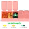 2Pack Pill Organizer,7 Day Pill Cases Travel Daily Box for Fish Oil, Calcium Tablets, Supplements and Other Vitamins (Pink+) Pink view 4