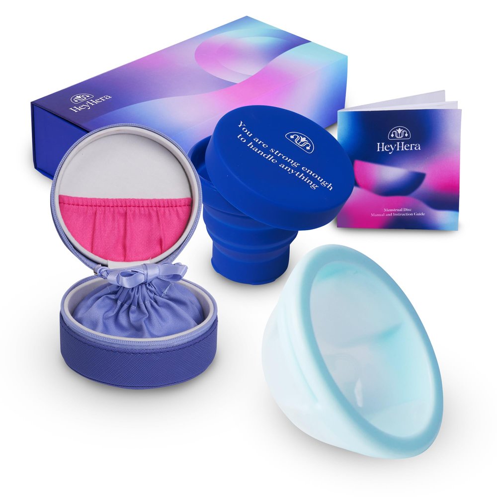 HeyHera Menstrual Disc Reusable, Silicone Menstrual Disc, Comfortable Period Disc, Easy to Use & Extract, Simple to Clean Reusable Menstrual Disc (Mini)