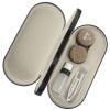 Healifty Contact Case and Glasses Case, Double Sided Dual Use Design, 2 in 1 ContactLens Case with Mirror Tweezers Remover for Men & Women, Light Brown view 1