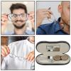 Healifty Contact Case and Glasses Case, Double Sided Dual Use Design, 2 in 1 ContactLens Case with Mirror Tweezers Remover for Men & Women, Light Brown view 4