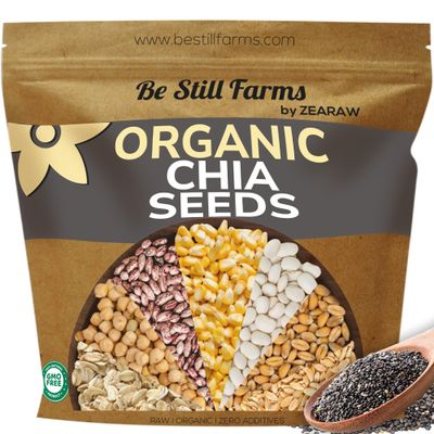 Be Still Farms Black Chia Seeds Organic (30 oz) - Chia Seeds Non GMO Certified USA - Ideal to Ground or Add to Smoothies, Pudding, Bars - High in Protein & Fiber Superfood | Vegan | Gluten Free