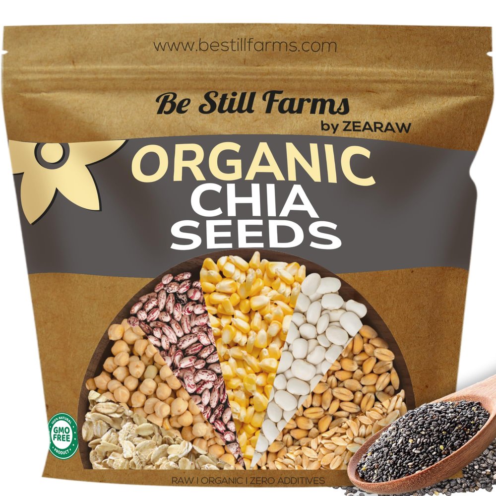 Be Still Farms Black Chia Seeds Organic (30 oz) - Chia Seeds Non GMO Certified USA - Ideal to Ground or Add to Smoothies, Pudding, Bars - High in Protein & Fiber Superfood | Vegan | Gluten Free