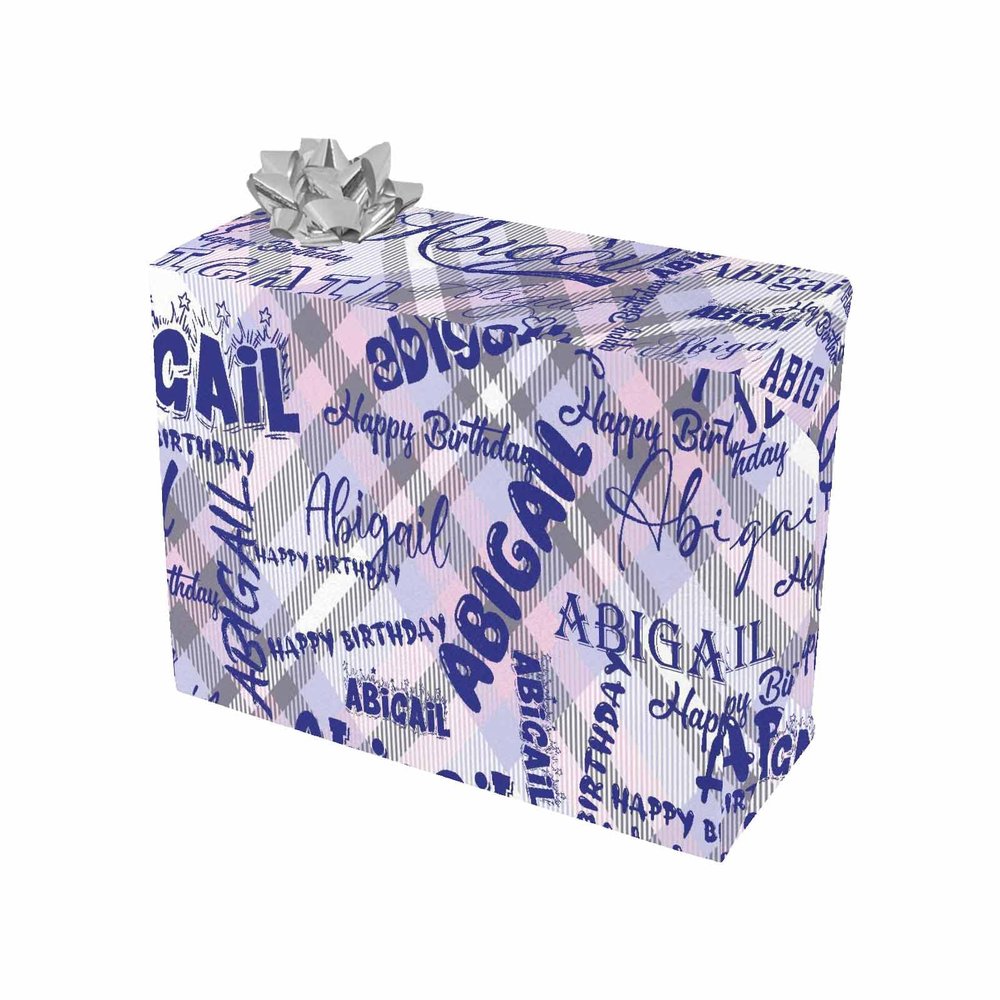 MyPupSocks Custom Name Birthday Gift Wrapping Paper Sets Tartan Birthday Wrapping Paper Set for Girls Boys Kids 1 Roll