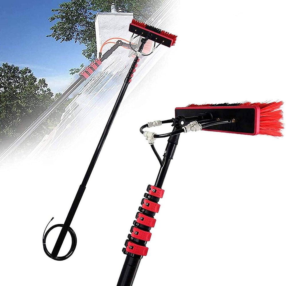 12Ft-36Ft Cleaning Photovoltaic and Solar Panels, Window Squeegee Cleaning Tool Cleaner Water Fed Pole Kit for Cleaning Outer Window Glass, Tile Walls, Glass Curtain Wall,24FT/7.2M