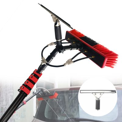 Window Cleaning Pole, Water Fed Pole Kit with 4-Hole Water Fed Brush Head Window Cleaning Brush Equipment-36FT