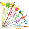 24Pcs Beach Drinking Straws Beach Ball Pool Summer Birthday Party Supplies Decorations with 2Pcs Cleaning Brushes view 1