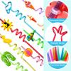 24Pcs Beach Drinking Straws Beach Ball Pool Summer Birthday Party Supplies Decorations with 2Pcs Cleaning Brushes view 3
