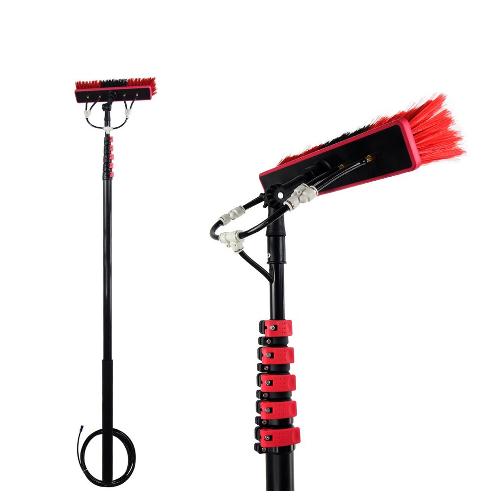 3.6-10.8m Window Cleaning Pole, Water Fed Telescopic Brush Extendable Cleaner Conservatory Roof Cleaning Tools for Photovoltaic Panel Cleaning Trucks Windows Window Cleaner Kit
