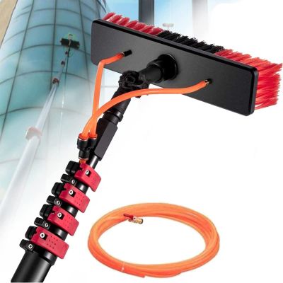 3m - 11m Extension Pole Squeegee Window Washer Combo Telescopic Pole for Window Cleaning Pole Water Brush Extendable Cleaner Conservatory Roof ?0/50cm Brush Head?/a>