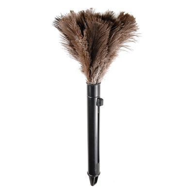 16.14in Retractable Feather Duster Portable Car Duster Cleaner Washable Mini Duster with Handle for Blinds Kitchen Keyboard Office Household (Brown)