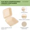 [500 COUNT]Harvest Pack PFAS FREE 6 X 6" Compostable Clamshell Food Containers, Disposable Takeout to go Box with Lid, Heavy-Duty Hinged Container, Bagasse Eco-Friendly Natural Sugarcane view 2