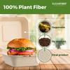 [500 COUNT]Harvest Pack PFAS FREE 6 X 6" Compostable Clamshell Food Containers, Disposable Takeout to go Box with Lid, Heavy-Duty Hinged Container, Bagasse Eco-Friendly Natural Sugarcane view 3