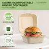 [500 COUNT]Harvest Pack PFAS FREE 6 X 6" Compostable Clamshell Food Containers, Disposable Takeout to go Box with Lid, Heavy-Duty Hinged Container, Bagasse Eco-Friendly Natural Sugarcane view 4