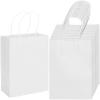 100 Pack 5.9x3.15x8.26 inch Small White Gift Bags, Kraft Bags with Handles Bulk for Birthday Party Favors,Gift Paper Bags,Retail Shopping Business Goody Craft Gift Bags view 1