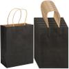 100 Pack 5.9x3.15x8.26 inch Small Gift Bags, Kraft Black Bags with Handles Bulk for Birthday Party Favors,Gift Paper Bags,Retail Shopping Business Goody Craft Gift Bags view 1