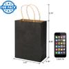 100 Pack 5.9x3.15x8.26 inch Small Gift Bags, Kraft Black Bags with Handles Bulk for Birthday Party Favors,Gift Paper Bags,Retail Shopping Business Goody Craft Gift Bags view 2