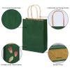 100 Pack 5.9x3.15x8.26 inch Small Green Gift Bags, Kraft Bags with Handles Bulk for Birthday Party Favors,Gift Paper Bags,Retail Shopping Business Goody Craft Gift Bags view 3