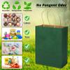 100 Pack 5.9x3.15x8.26 inch Small Green Gift Bags, Kraft Bags with Handles Bulk for Birthday Party Favors,Gift Paper Bags,Retail Shopping Business Goody Craft Gift Bags view 4