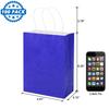 100 Pack 5.9x3.15x8.26 inch Small Gift Bags, Kraft Blue Bags with Handles Bulk for Birthday Party Favors,Gift Paper Bags,Retail Shopping Business Goody Craft Gift Bags view 2