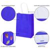 100 Pack 5.9x3.15x8.26 inch Small Gift Bags, Kraft Blue Bags with Handles Bulk for Birthday Party Favors,Gift Paper Bags,Retail Shopping Business Goody Craft Gift Bags view 3