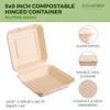 [200 COUNT]Sugarfiber by Harvest Pack PFAS FREE 9 X 9" Compostable Clamshell Food Containers, Heavy-Duty Hinged Container, Disposable Bagasse Eco-Friendly Natural Sugarcane Takeout to go Box view 2