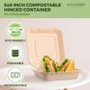 [200 COUNT]Sugarfiber by Harvest Pack PFAS FREE 9 X 9" Compostable Clamshell Food Containers, Heavy-Duty Hinged Container, Disposable Bagasse Eco-Friendly Natural Sugarcane Takeout to go Box view 4