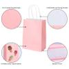 100 Pack 5.9x3.15x8.26 inch Small Pink Gift Bags, Kraft Bags with Handles Bulk for Birthday Party Favors,Gift Paper Bags,Retail Shopping Business Goody Craft Gift Bags view 3