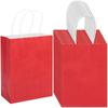 100 Pack 5.9x3.15x8.26 inch Small Gift Bags, Kraft Red Bags with Handles Bulk for Birthday Party Favors,Gift Paper Bags,Retail Shopping Business Goody Craft Gift Bags view 1