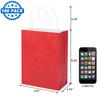 100 Pack 5.9x3.15x8.26 inch Small Gift Bags, Kraft Red Bags with Handles Bulk for Birthday Party Favors,Gift Paper Bags,Retail Shopping Business Goody Craft Gift Bags view 2