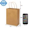 100 Pack Small Brown Kraft Gift Bags with Handles, 5.9x3.15x8.26 inch, Bulk for Birthday Party Favors view 2