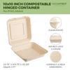 [200 COUNT]Sugarfiber by Harvest Pack PFAS FREE 10 X 10" Compostable Clamshell Food Containers, Heavy-Duty Hinged Container, Disposable Bagasse Eco-Friendly Natural Takeout to go Box view 2