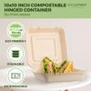 [200 COUNT]Sugarfiber by Harvest Pack PFAS FREE 10 X 10" Compostable Clamshell Food Containers, Heavy-Duty Hinged Container, Disposable Bagasse Eco-Friendly Natural Takeout to go Box view 4