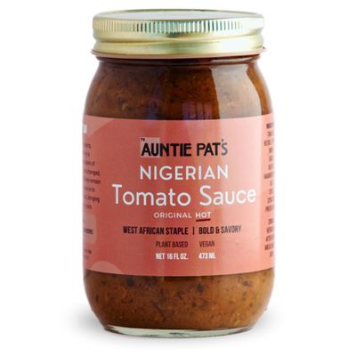 Auntie Pats - Nigerian Tomato Sauce- Vegan, West African Sauce, Low Carb, Jollof Rice, Clean Ingredients, Keto Friendly 473mL/16oz (Hot, 16oz (Pack of 1))