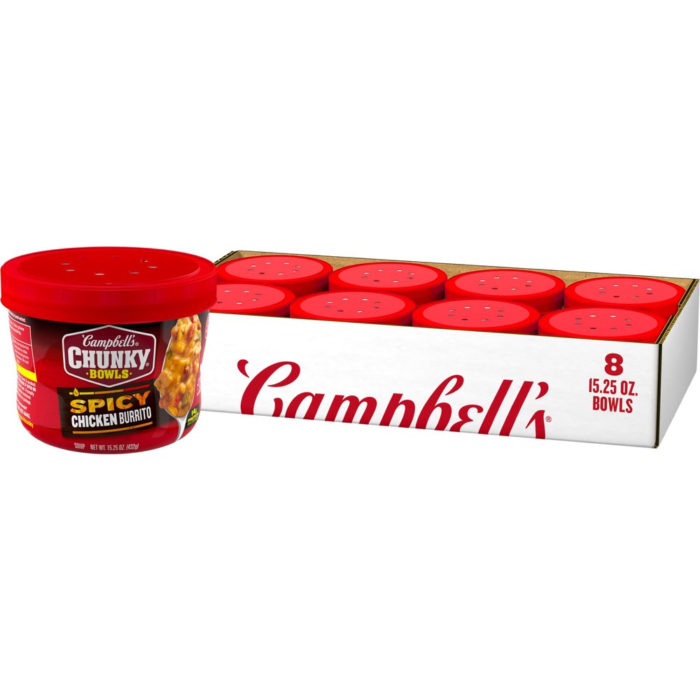 Campbell's Chunky Soup, Spicy Chicken Burrito Soup, 15.25 oz Microwaveable Bowl (Case of 8)