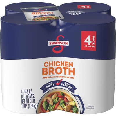 Swanson Chicken Broth, 14.5 oz Can (Pack of 4)