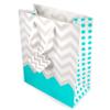 N NicePackaging  10 Qty  Turquoise Polka-Dot/Chevron Paper Tote Gift Bags (8in x 4in x 10in)  For Birthdays/Holidays/Parties/Gifts/Sales/Showers/Special Occasions  4 Sizes view 1
