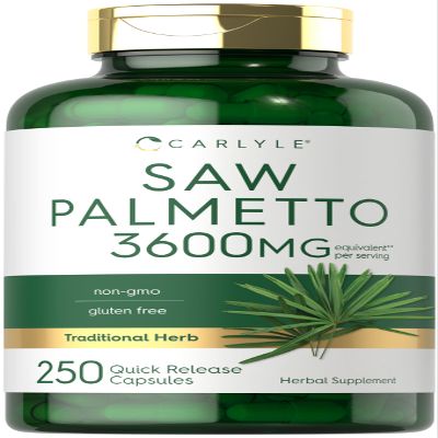 Carlyle Saw Palmetto for Men and Women | 250 Capsules | Herb Extract Supplement | Serenoa Repens | Non-GMO and Gluten Free