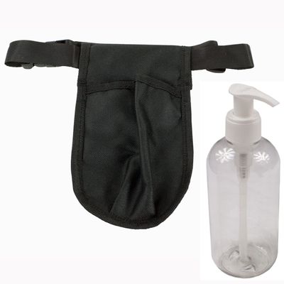 5 Pack Rapport Single Massage Bottle Holster with 8 Ounce Clear Bottle & Pump for Lotions and Oils. - The Essential Accessory for Massage Therapy Practitioners by Body Linen (Black)