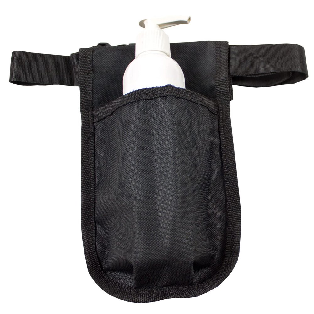10 Pack Rapport Single Massage Bottle Holster with 8 Ounce White Bottle & Pump for Lotions and Oils. - The Essential Accessory for Massage Therapy Practitioners by Body Linen (Black)