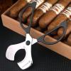 KEENSUN Cigar Scissors Cutter, Stainless Steel Guillotine Double Blade Straight Cut Scissors (Black and Silver) with Leather Case Cigar Accessories for Cigars(2.09" Handle Width) view 3